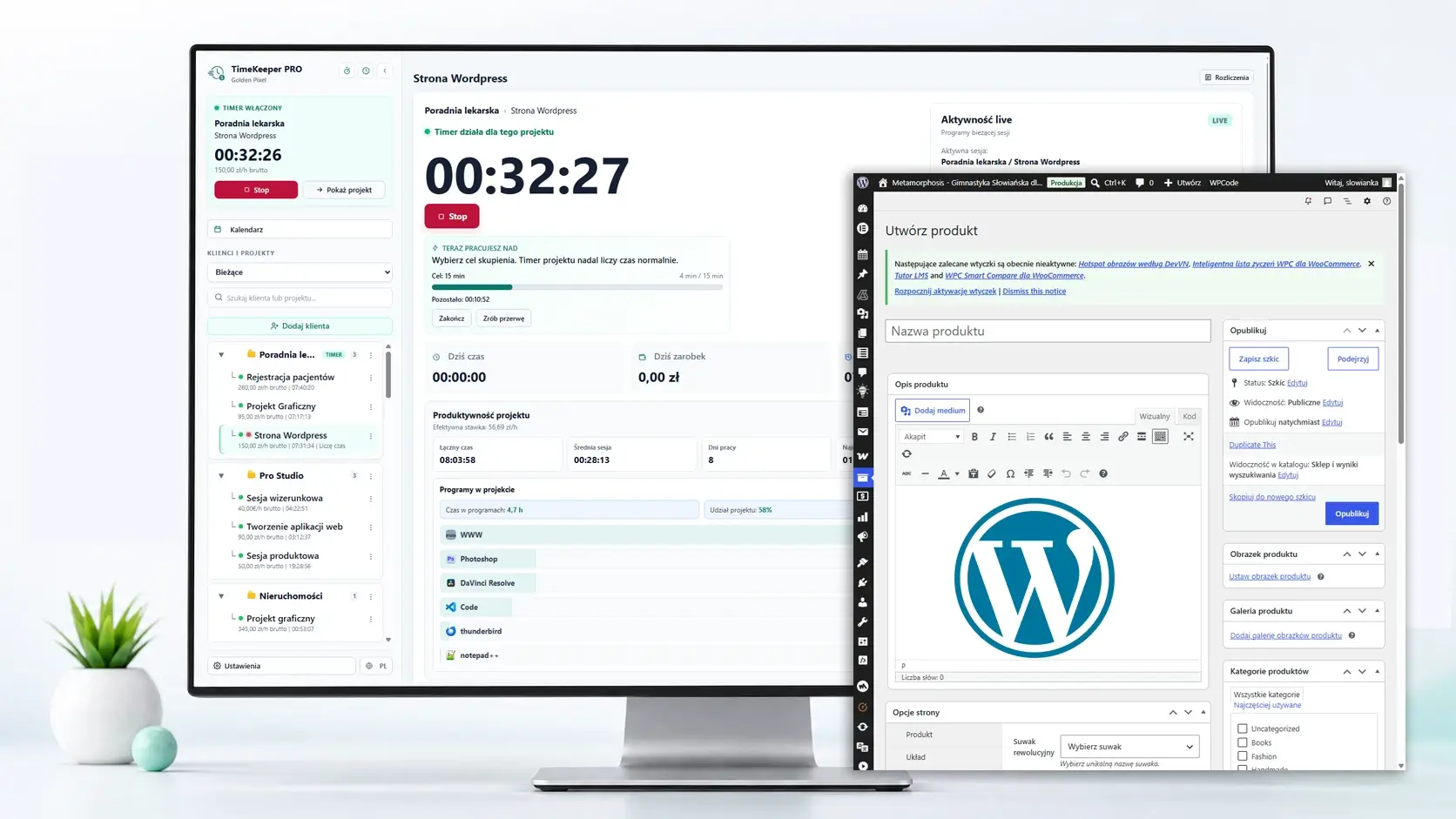 Wycena strony WordPress na podstawie czasu pracy w TimeKeeper PRO