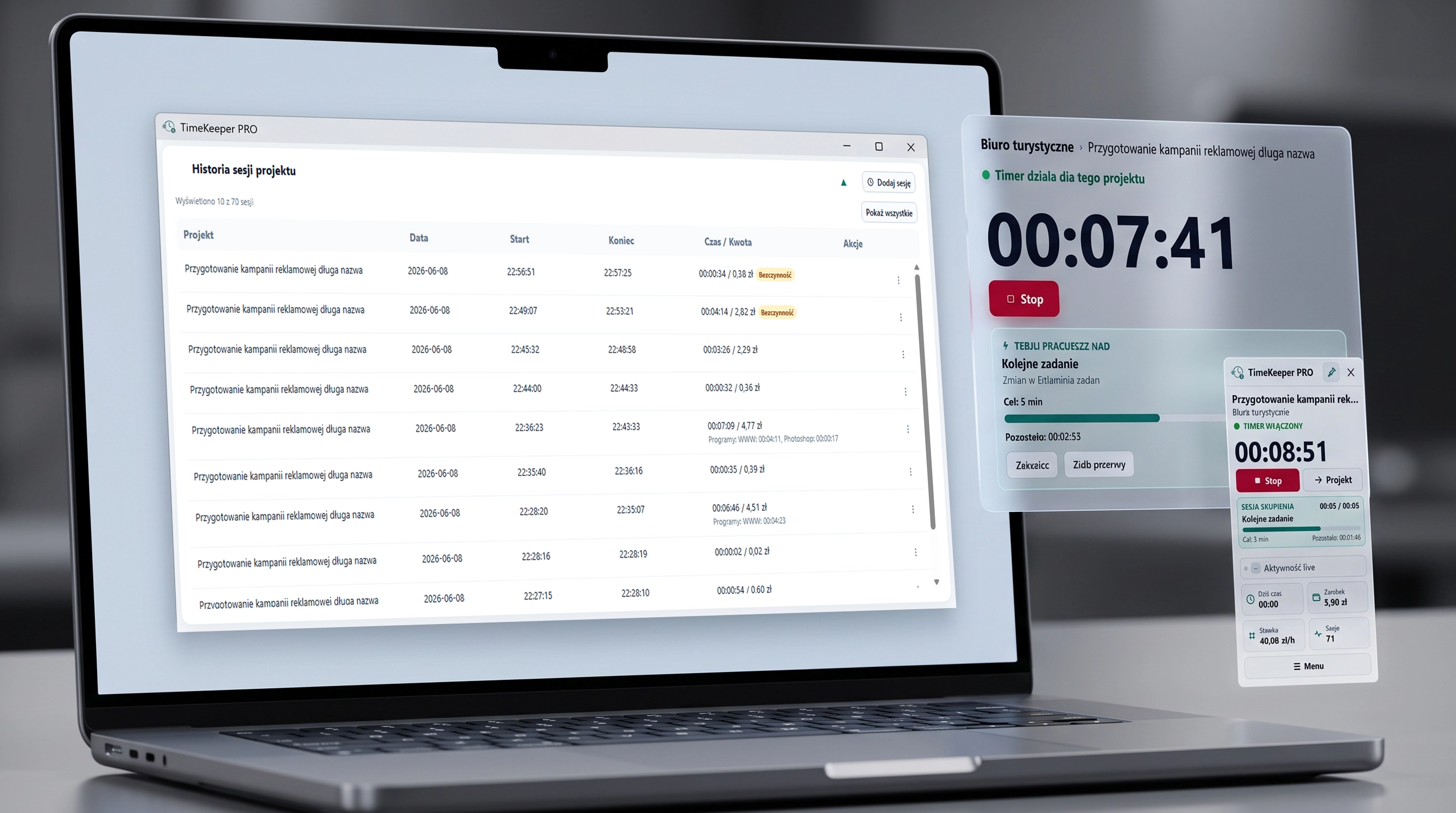 Program do mierzenia czasu pracy offline TimeKeeper PRO