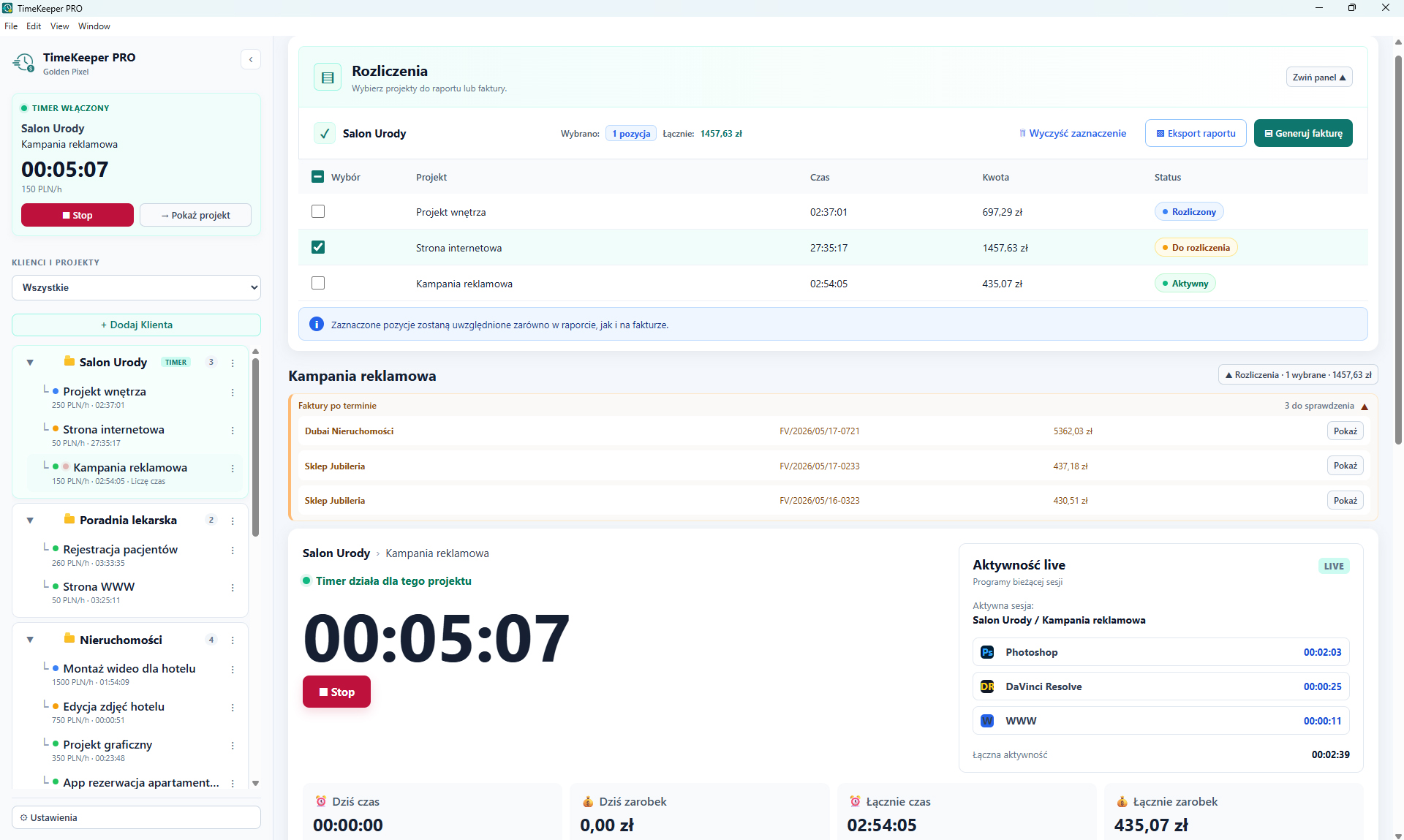 Tryb Focus w TimeKeeper PRO