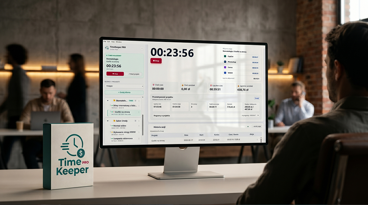 Zespół agencji marketingowej pracujący nad projektami klientów z TimeKeeper PRO