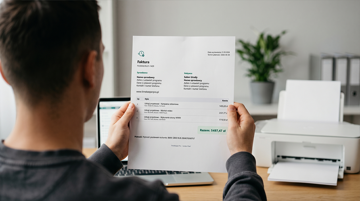 Raport PDF jako efekt końcowy projektu wideo w TimeKeeper PRO